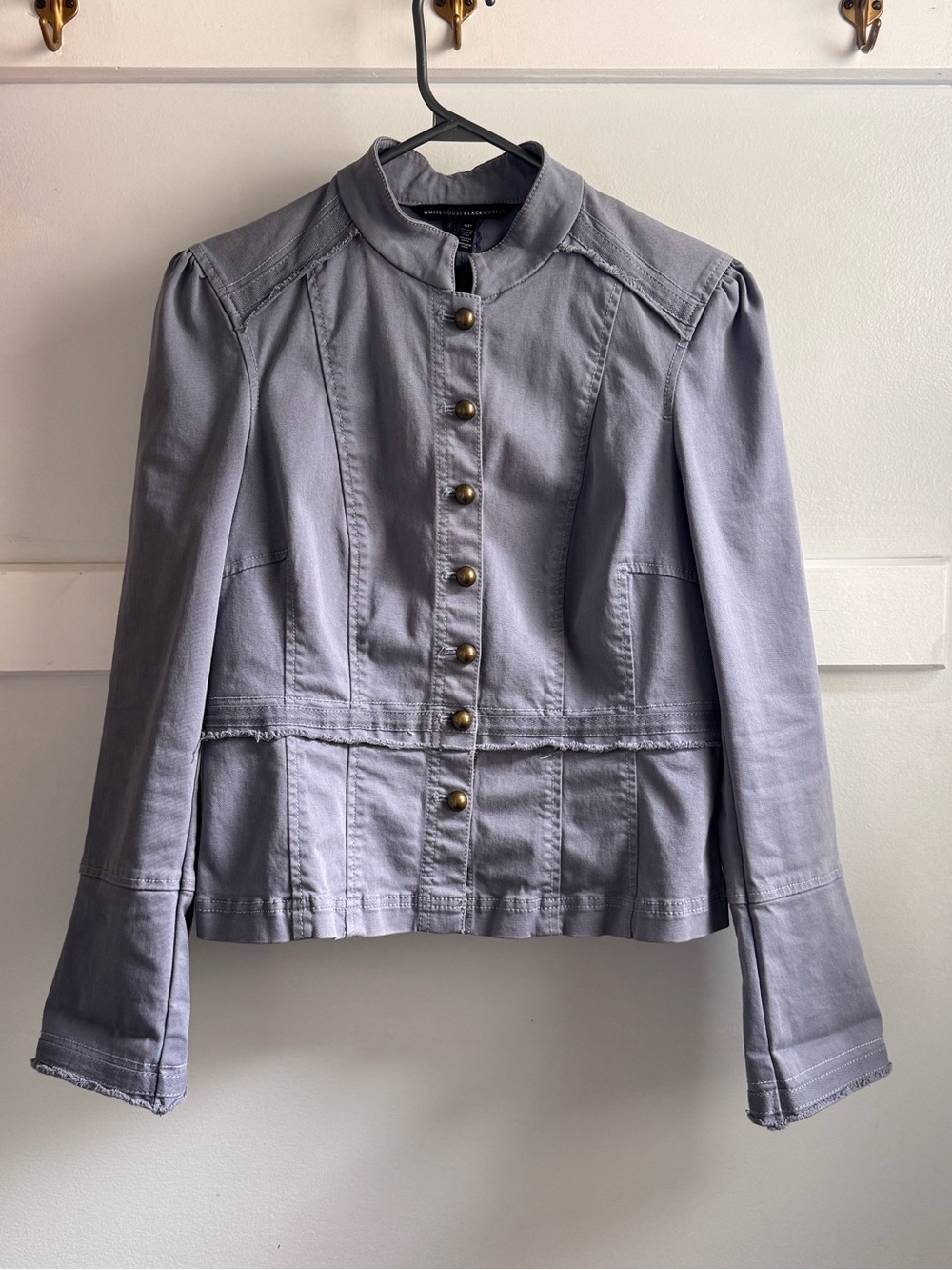 White House Black Market Gray Military-Style Button Jacket